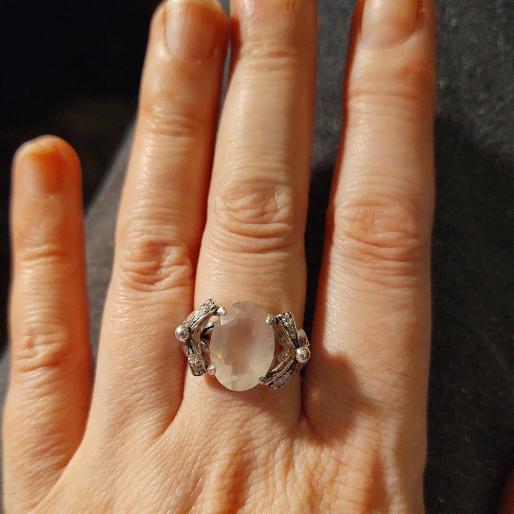 Eight Carat Rose Quartz Ring